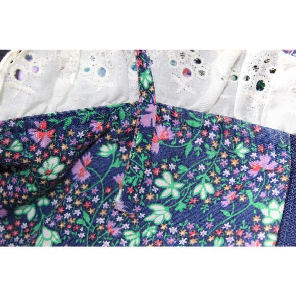 Vintage Candi Jones Micro Floral Sweetheart Dress Eyelet Lace Ruffle Cami Strap - Picture 8 of 16